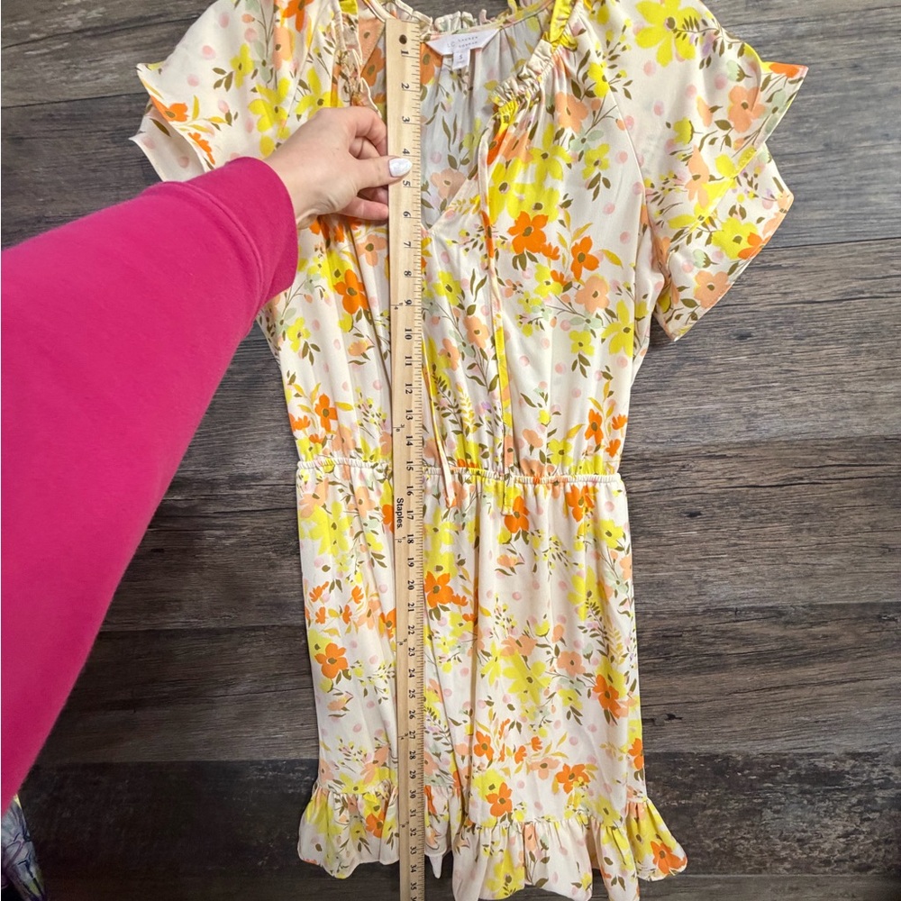 LC Lauren Conrad Orange and Yellow Floral Mini Dress - Picture 10 of 10
